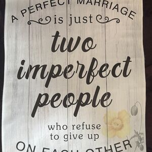 Two Imperfect People Wall Sign - Cream with Yellow Floral Accent